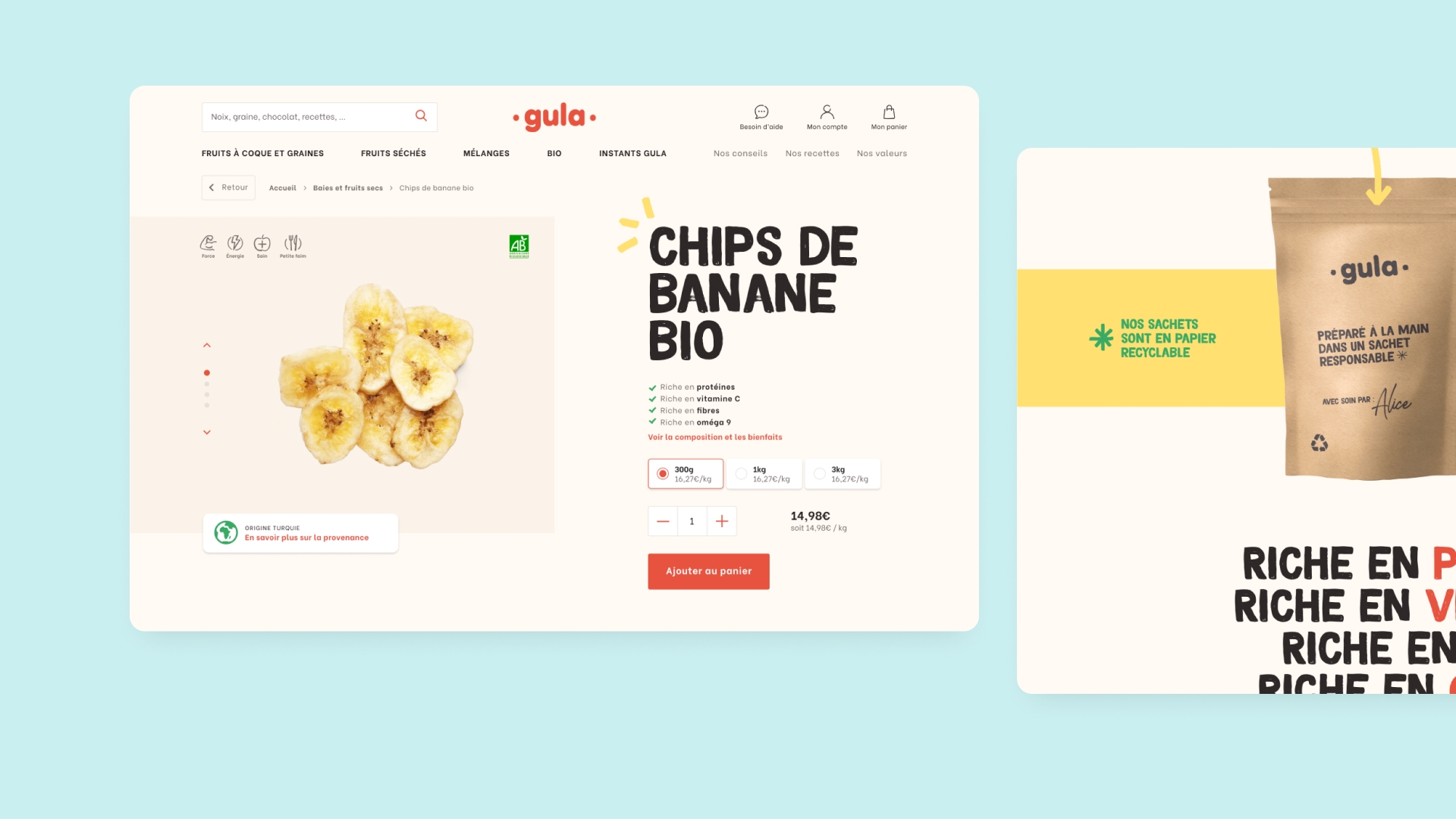 Gula product page for Banana chips